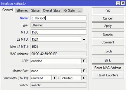 Router Mikrotik RB750 dan Access Point Linksys WAP54G emerer.com 22 interface